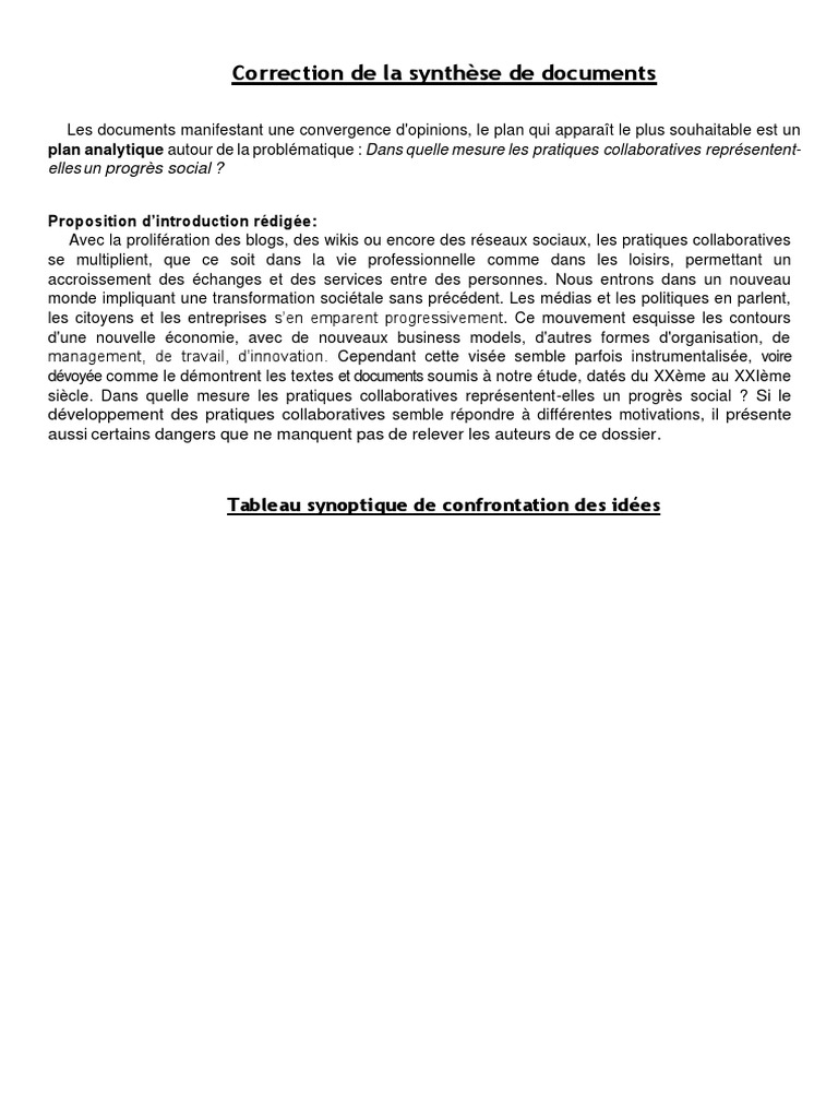 Corrigé Synthèse Culture Générale Bts Bts 2018 Culture Generale | PDF | Solidarité | Individualisme