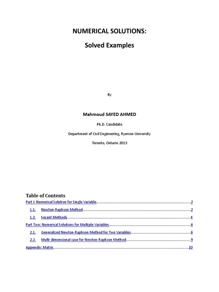 Numerical Methods Solved Examples | PDF | Numerical Analysis | Matrix ...