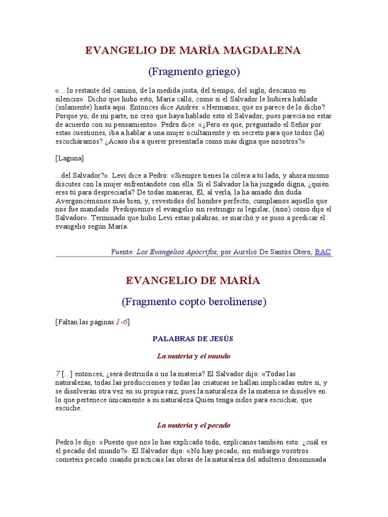 Apocrifo De Magdalena Pdf María Madre De Jesús Textos Religiosos