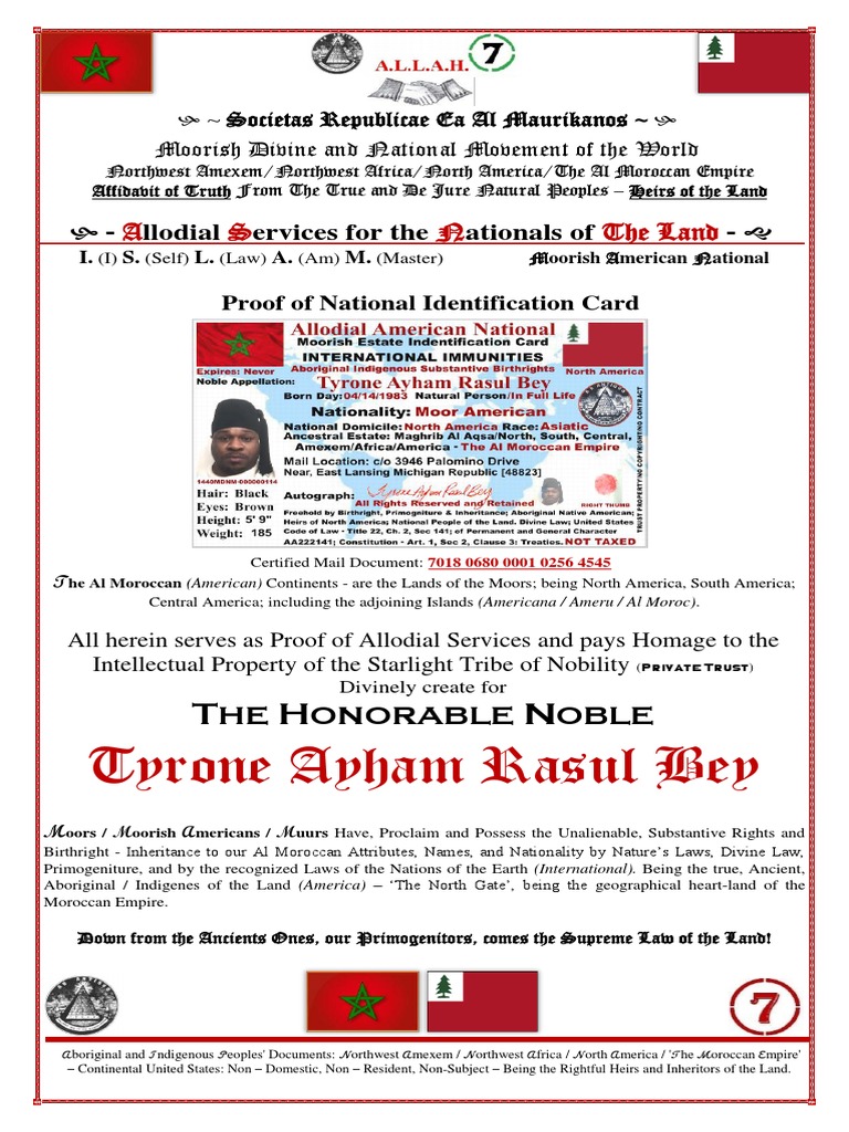 Affidavit For Tyrone Ayham Rasul Bey | PDF | Virtue | Government