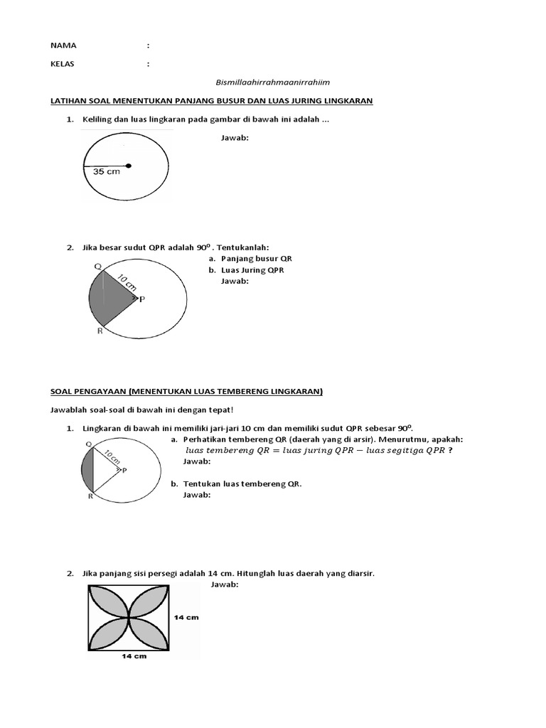 Panjang Busur Dan Luas Juring