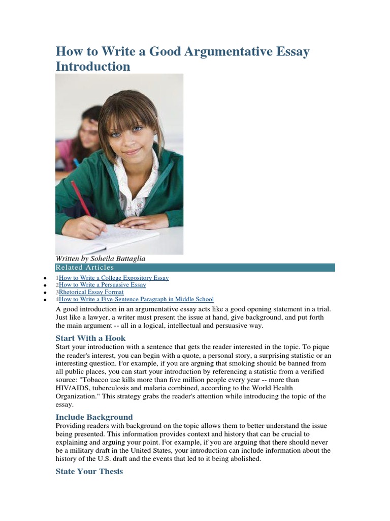How To Write A Good Argumentative Essay Introduction Pdf Essays