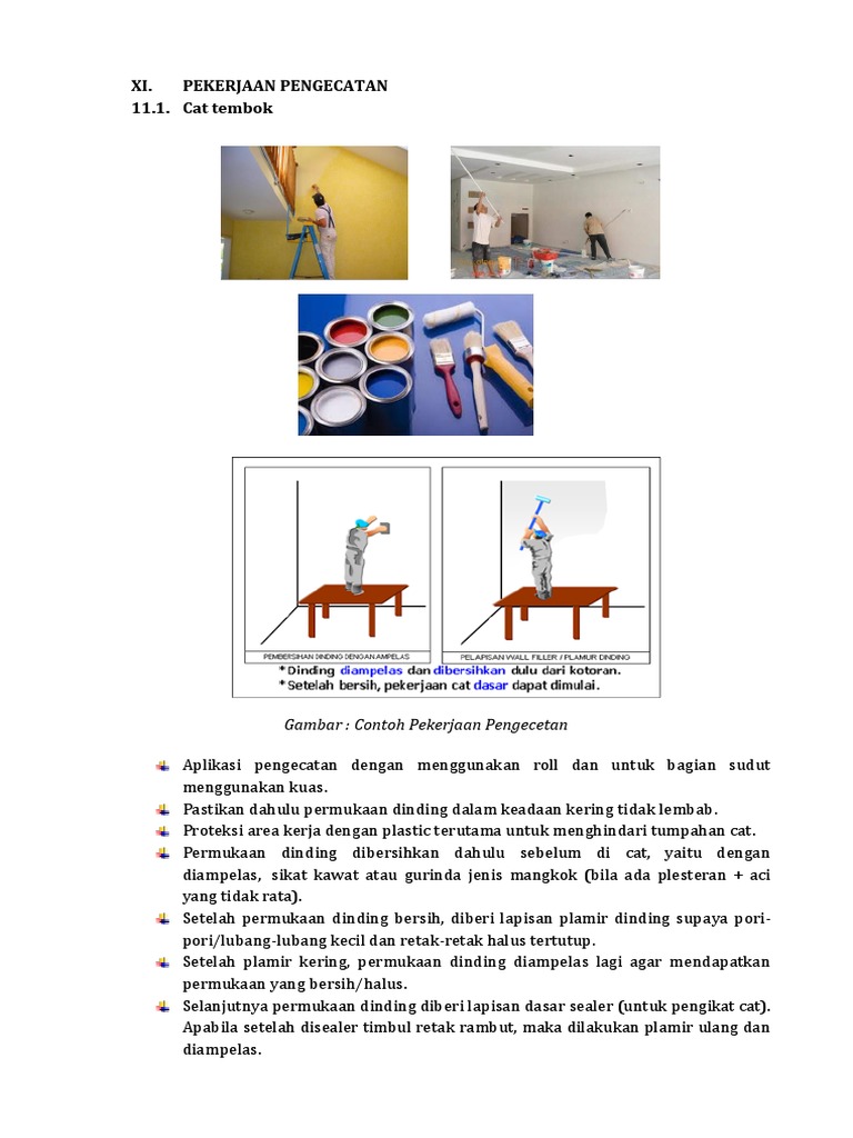 XI Pekerjaan Pengecatan  11 1 Cat tembok Gambar Contoh 
