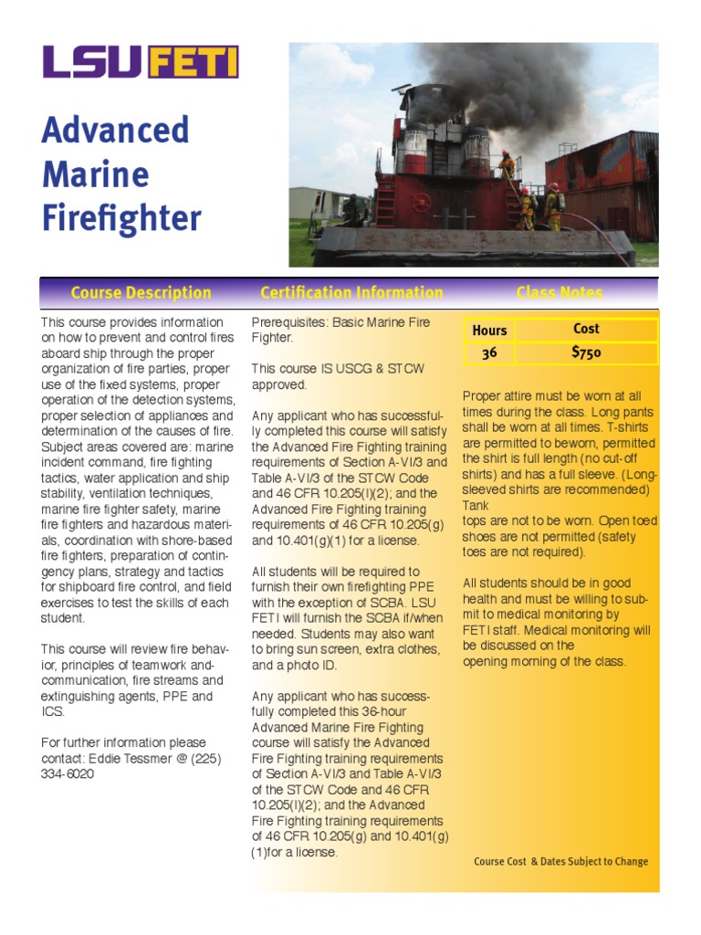 Advanced Marine Fire Fighting Course | PDF | Firefighter | Firefighting