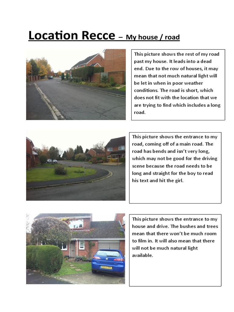 Location Recce Analysis for Filming | PDF