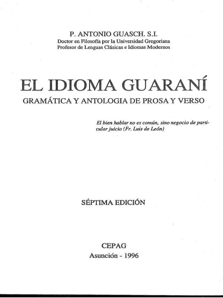 Guasch El Idioma Guarani Vocal Verbo