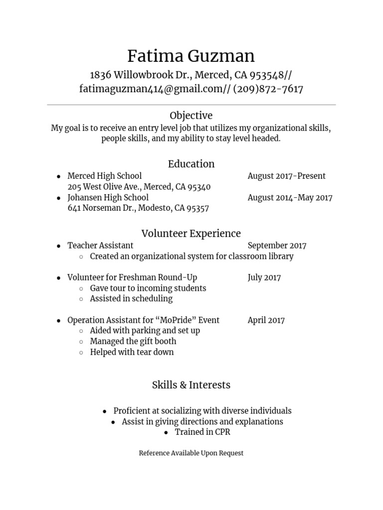 Fatima Guzman Resume | PDF | Applied Psychology | Education Theory