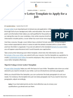 Cover Letter Template To Use To Apply For A Job