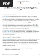 Cover Letter Template To Use To Apply For A Job