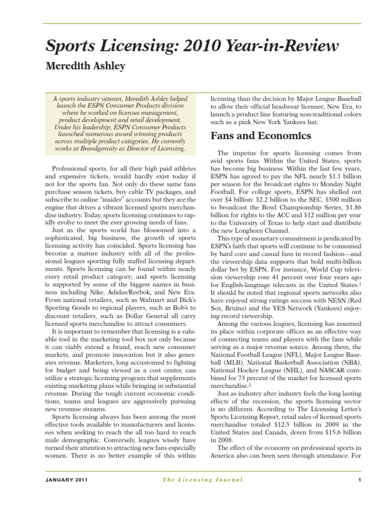 Sports Licensing Year in Review 2010 PDF Espn Retail