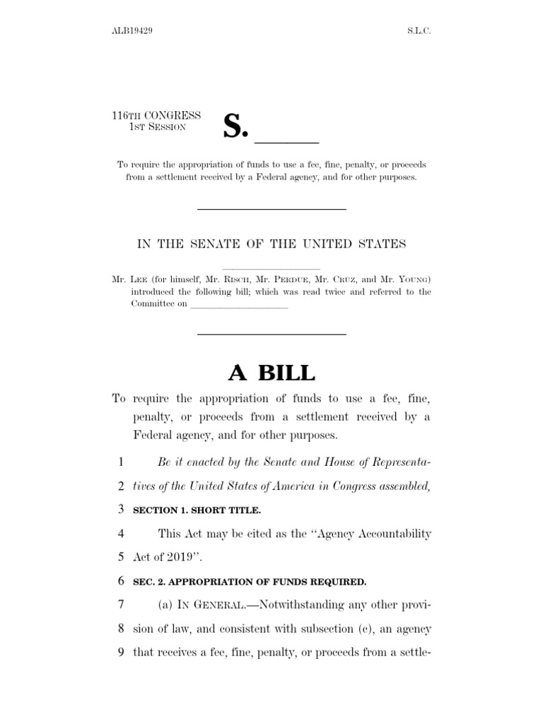 Agency Accountability Act of 2019 PDF United States Patent And