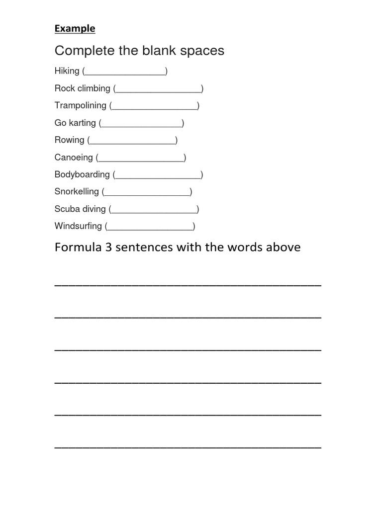 Complete The Blank Spaces: Example | PDF