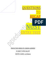 QUESTIONS TO RECAP FOR NUST ENTRY TEST