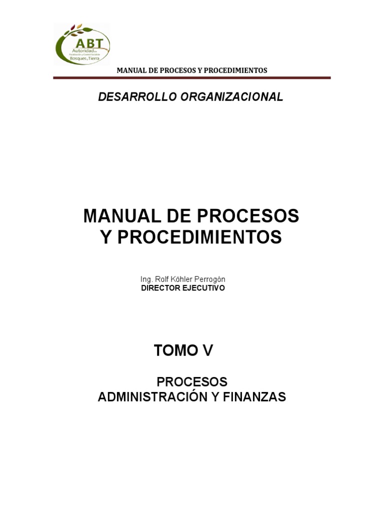 Caratulas Manual de Procesos y Procedimientos Abt 2015 | PDF | Presupuesto  | Economias