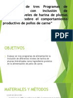 Evaluación de Tres Programas de Alimentación Con