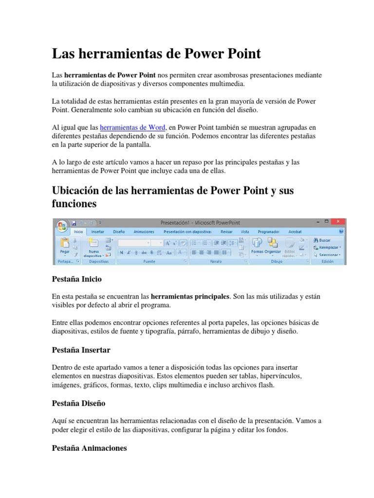 Herramientas de Power Point | PDF | Microsoft PowerPoint | Software