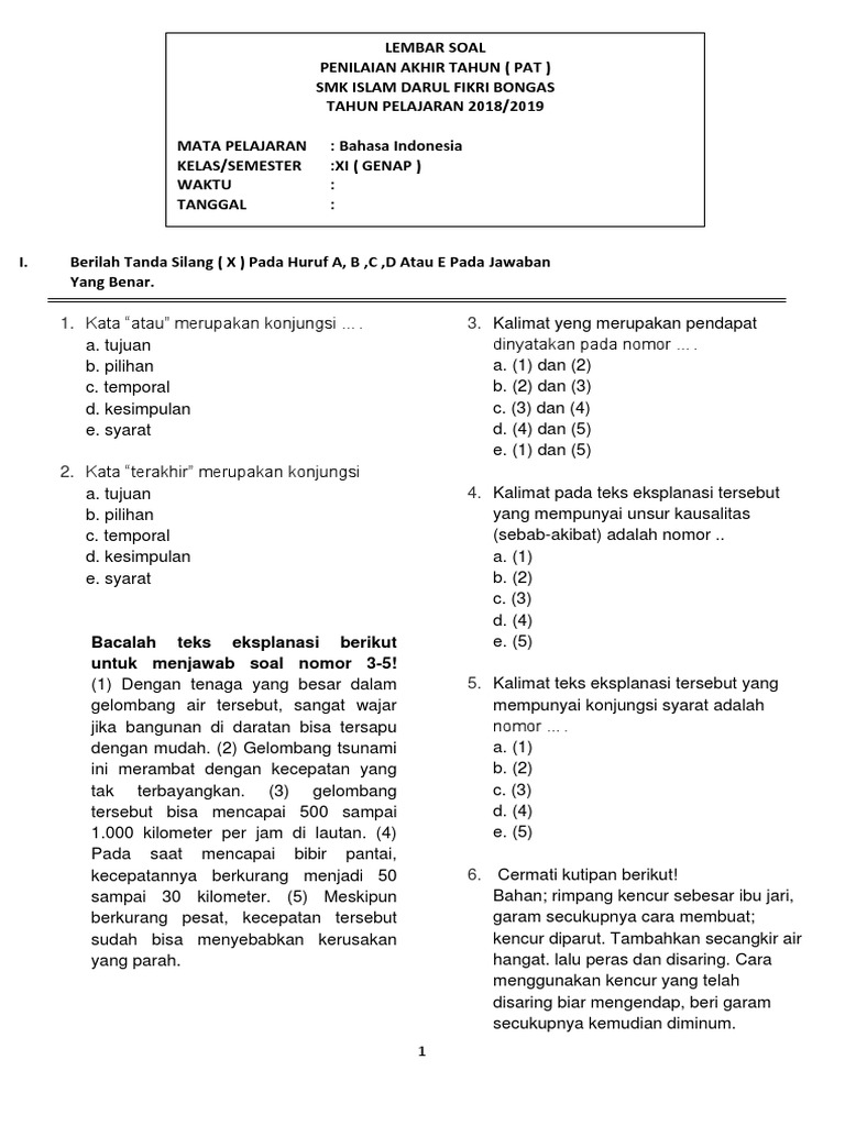 Soal Bahan B Indo Print Docx