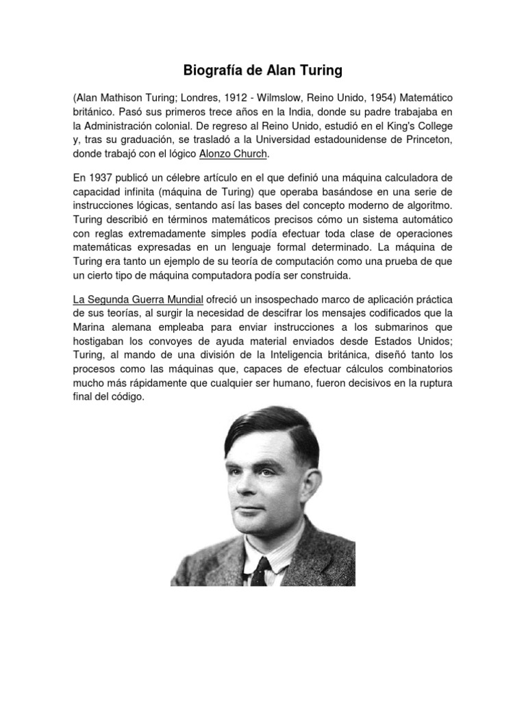 Biografía de Alan Turing | PDF | Alan Turing | Deportes
