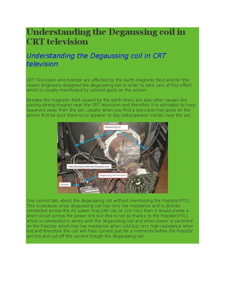 Degaussing Coil in CRT Television PDF Manufactured Goods