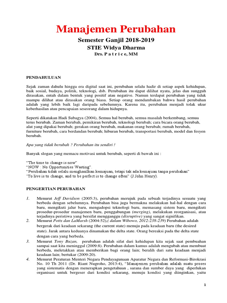 Diktat Manajemen Perubahan 2018 New Pdf