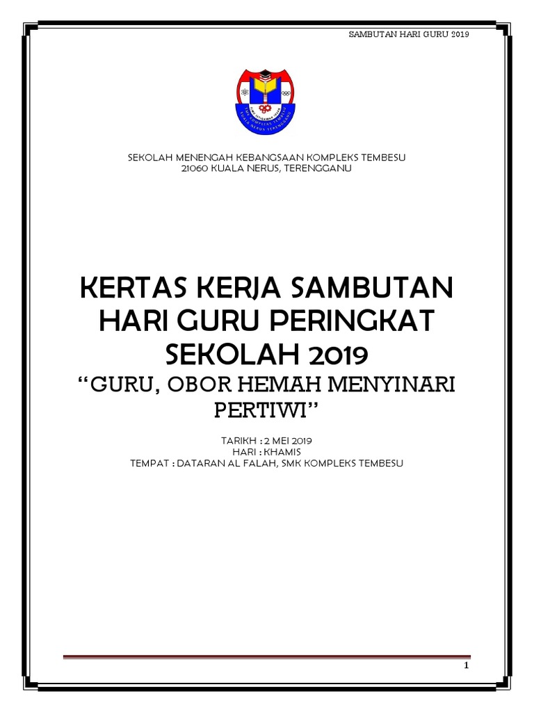 Kertas Kerja Hari Guru 2019 Docx
