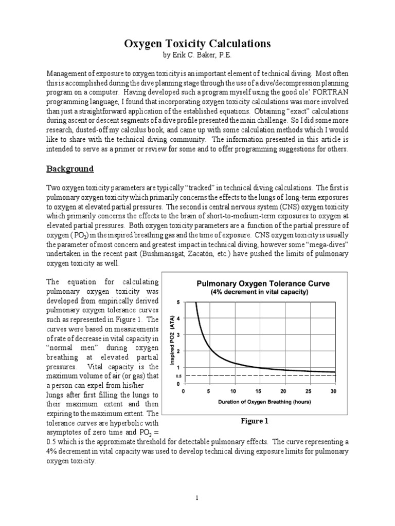 Oxygen Toxicity Calculations for Diving | PDF | Teaching Mathematics ...