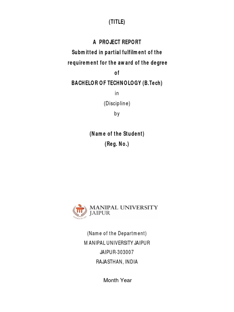 Final Report Guidelines for B.Tech Projects | PDF | Times New Roman ...
