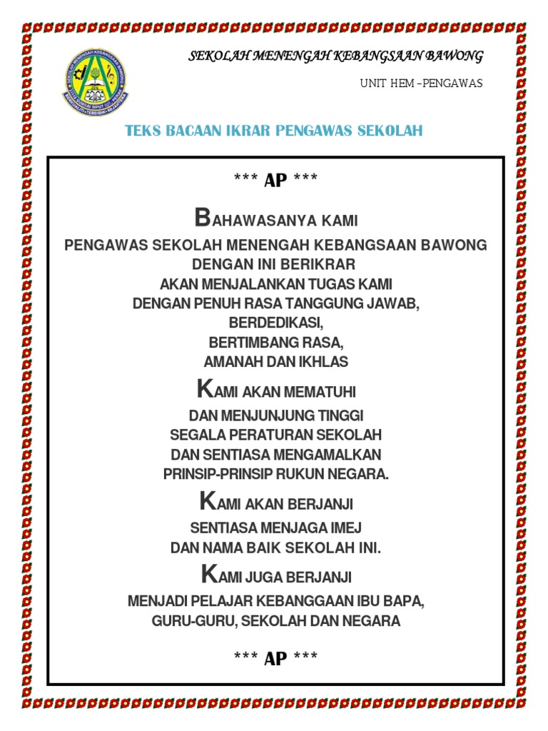 Teks Ikrar Pengawas Pdf