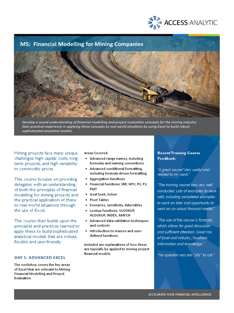 M5 Financial Modelling For Mining Companies PDF | PDF | Financial ...