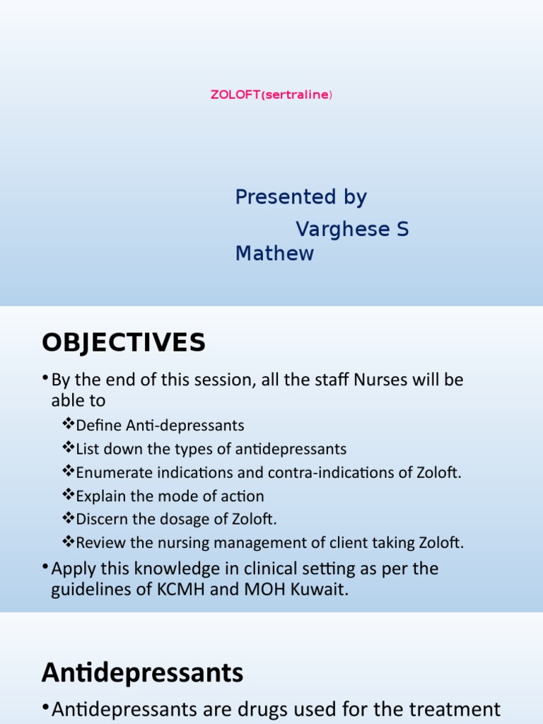 Zoloft Pdf Antidepressant Selective Serotonin Reuptake Inhibitor