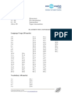 Evaluation Total Score: Placement Test Answer Key