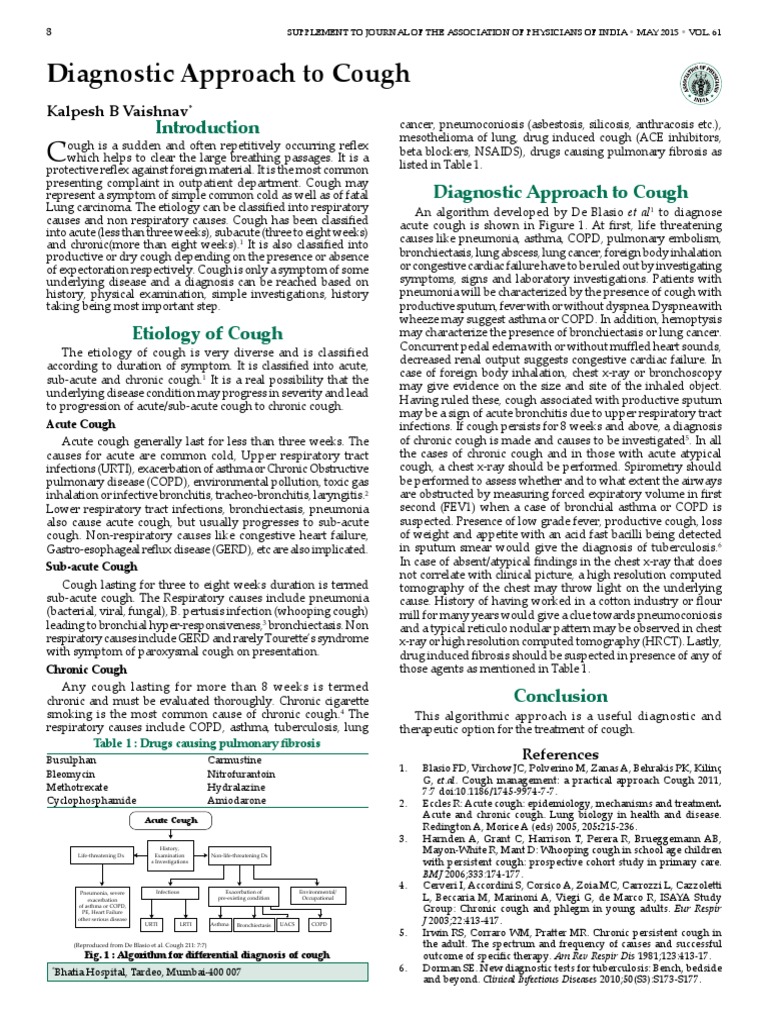 Acute Cough Diagnosis Algorithm | PDF | Cough | Bronchitis