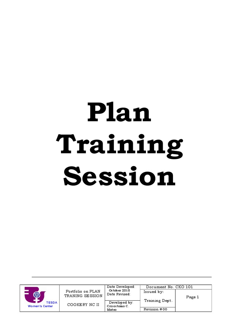 TESDA Cookery Training Session Plan | PDF | Salad | Cooking