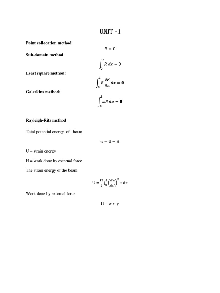 FEM Formulas and Methods Overview | PDF | Finite Element Method ...