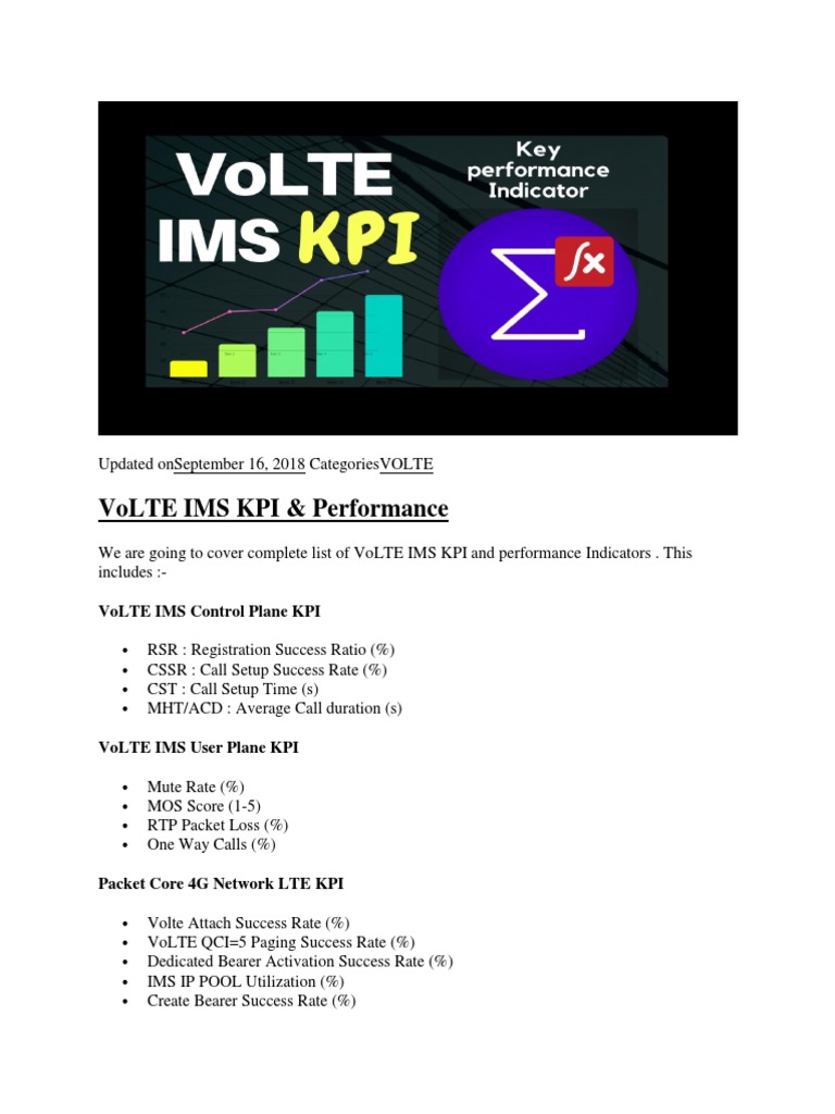 VoLTE IMS KPI Dashboard | PDF | Ip Multimedia Subsystem | Voice Over Ip