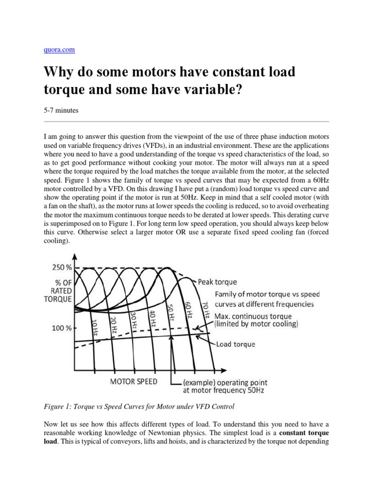 Why Do Some Motors Have Constant Load Torque and Some Have Variable