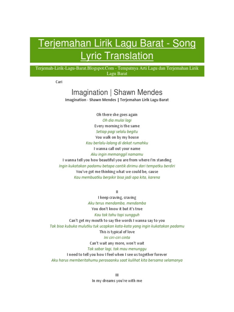 Lirik Lagu Imagination