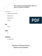 The Effect of Workforce Diversity and Organizational Culture On Employee Performance in Pakistan