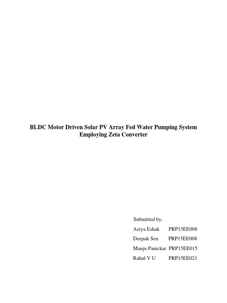 BLDC Motor Driven Solar PV Array Fed Water Pumping System Employing ...