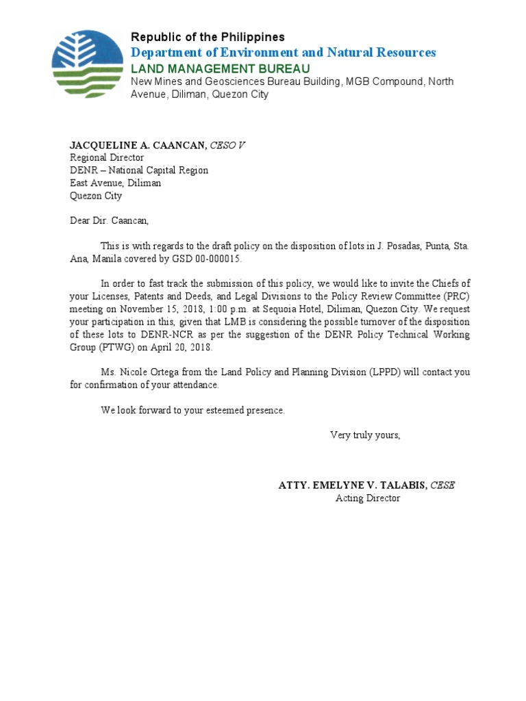 DENR NCR Policy Review Invitation | PDF | Cooking, Food & Wine