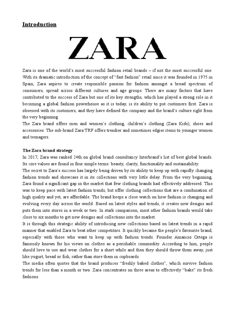 The Zara Brand Strategy PDF Retail Brand