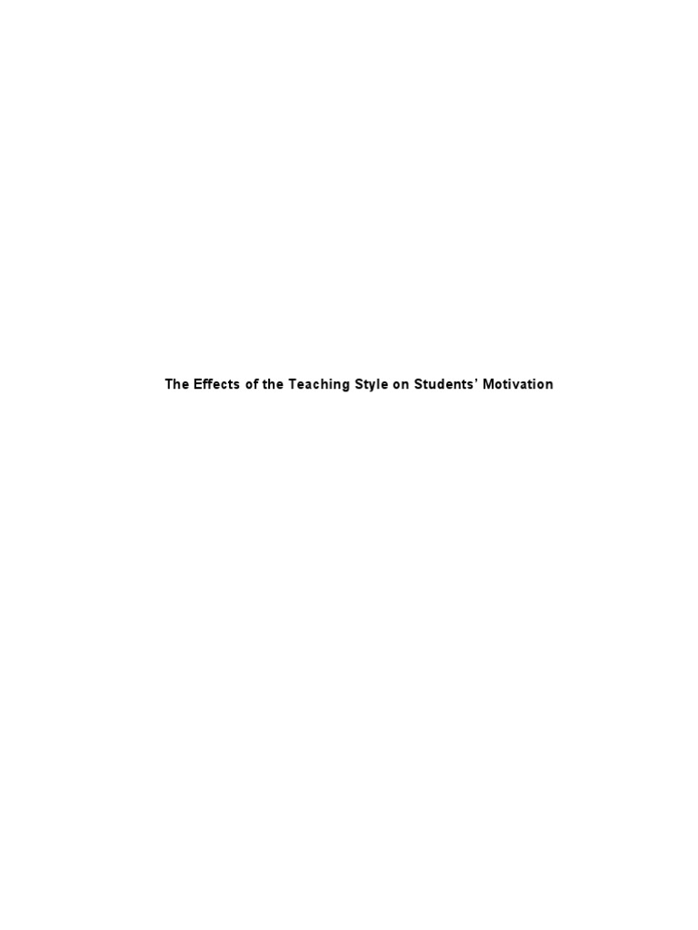 The Effects of The Teaching Style On Stu | PDF | Motivation | Motivational