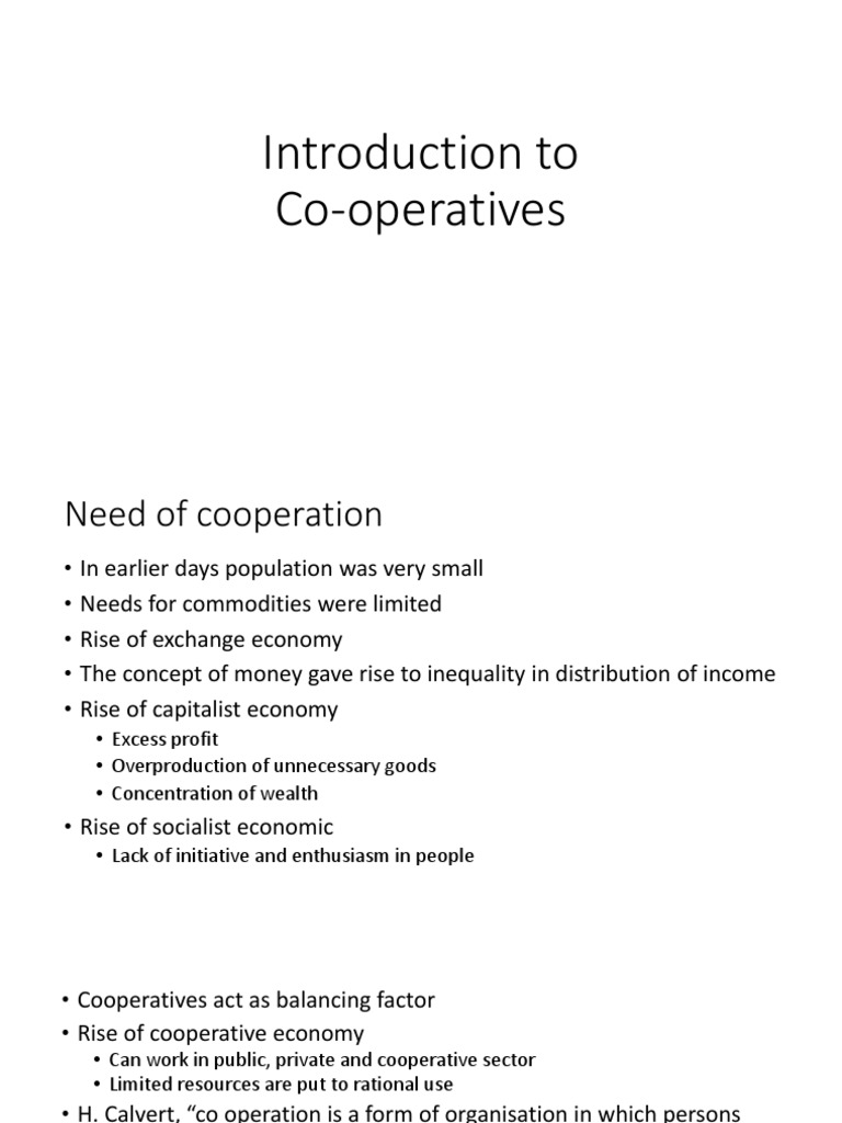 Introduction to Cooperatives and Their Principles | PDF | Cooperative ...