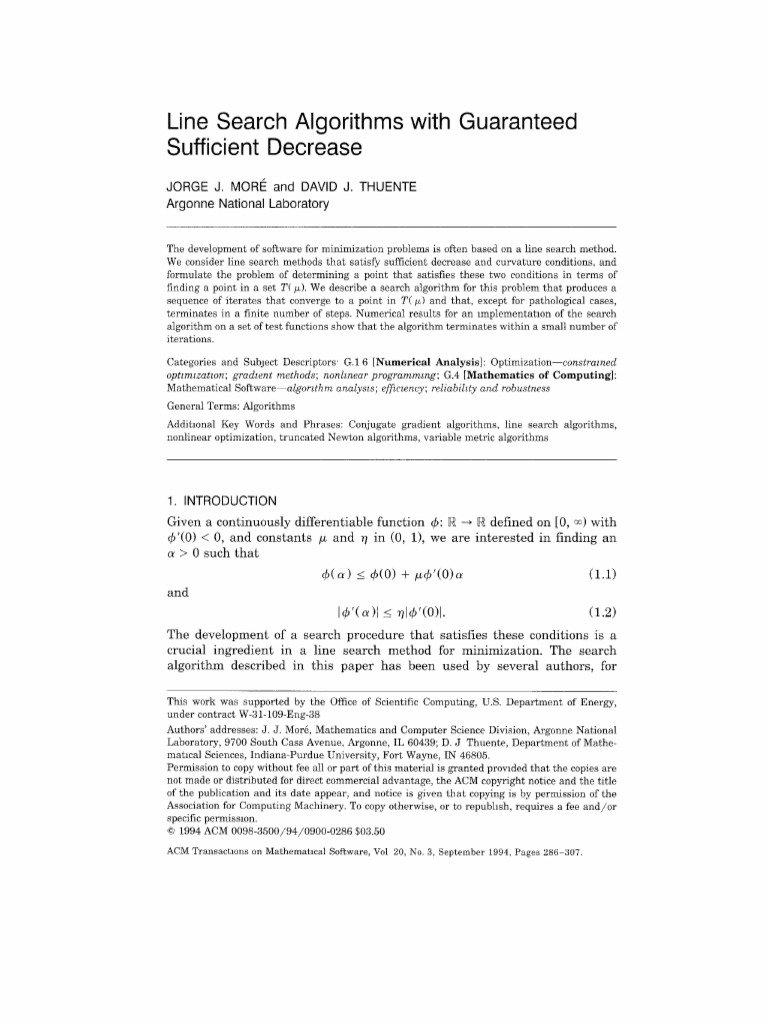 Line Search Algorithms With Guaranteed Sufficient Decrease | PDF ...