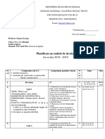 An Scolar 2018 - 2019: Planificare Pe Unitati de Invatare