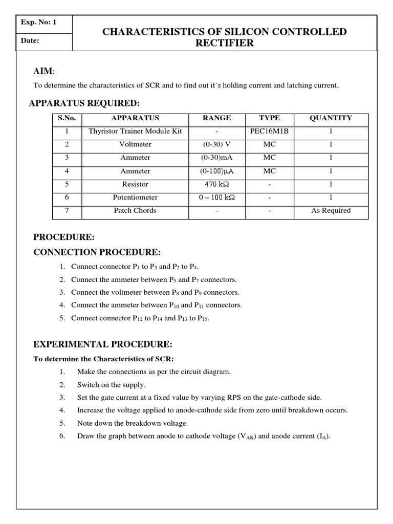SCR Characteristics Analysis | PDF