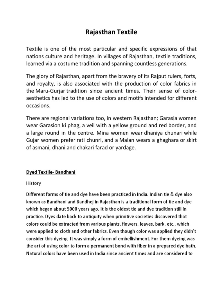 Rajasthan Textile Book PDF PDF Embroidery Dyeing