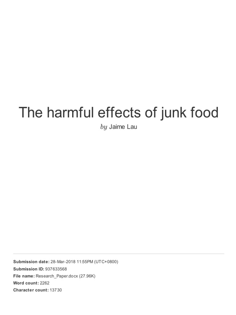 The Harmful Effects of Junk Food | PDF