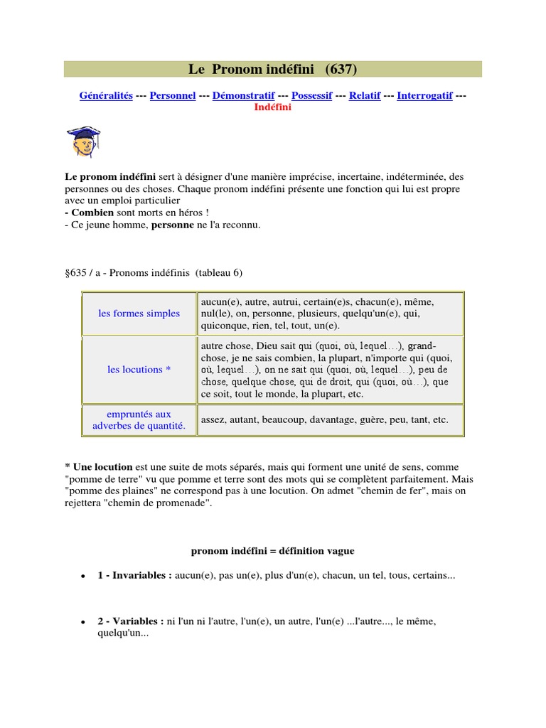 Comprendre les pronoms indéfinis | PDF | Pronom | Nombre grammatical