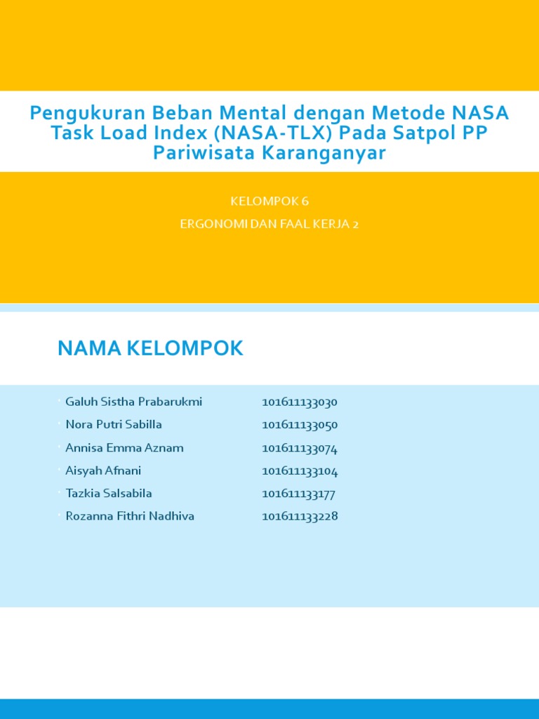 Pengukuran Beban Mental NASA-TLX | PDF